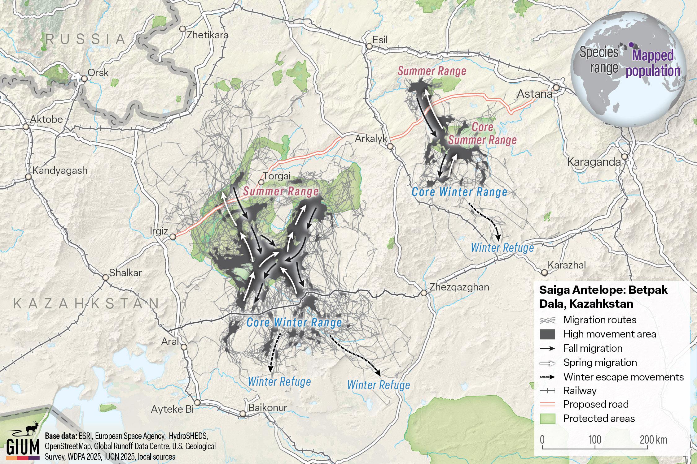 Betpak Dala saiga map
